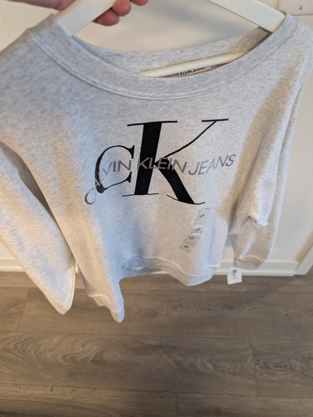 Women's Calvin Klein Monogram Logo French Terry Relaxed Sweatshirt in Small